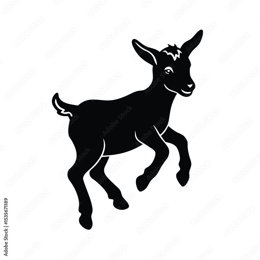 Fototapeta premium Baby Goat Jump Vector Illustration