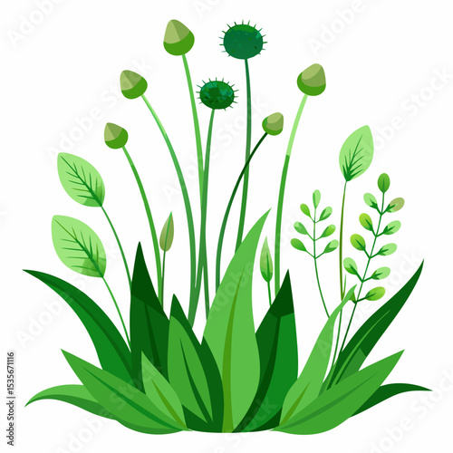 green grass with flowers