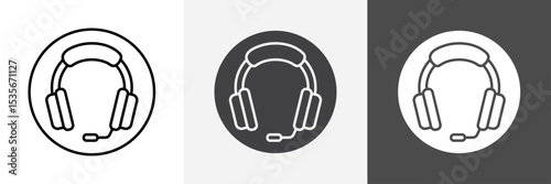 Helpdesk Headphone icon set vector art