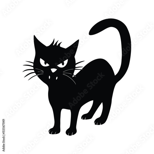 Angry Cat Vector Silhouette