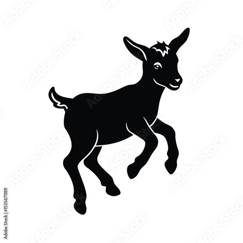Baby Goat Jump Vector Illustration