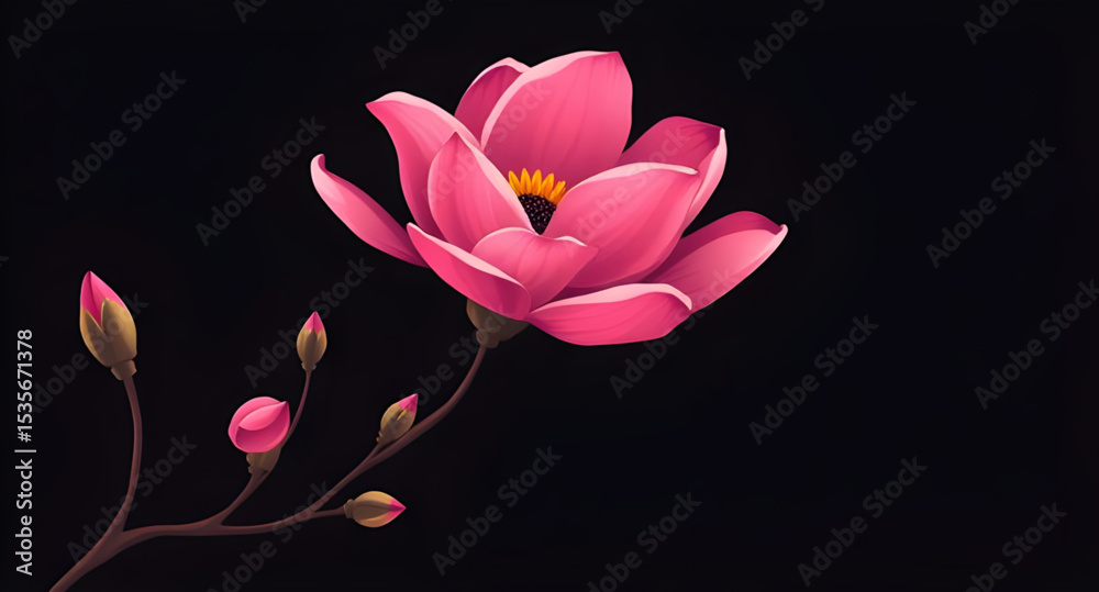 Fototapeta premium pink tulips on black background