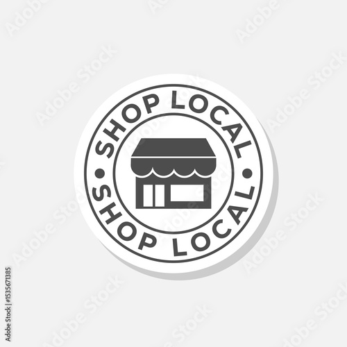 Shop Local Small Business Icon sticker isolated on gray background