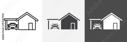 house with garage icon set vector art