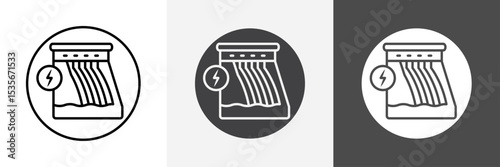 Hydroelectric dam icon set vector art