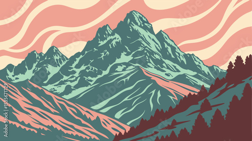 Majestic Mountain Peak Design A Stunning Landscape Graphic for Branding Projects
