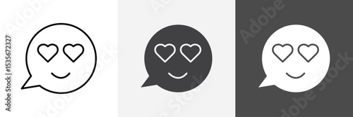 Lady Love Smiley Message icon set vector art