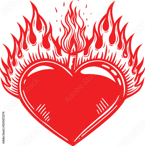 Vector Illustration of heart burning.