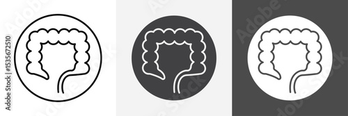 Large intestine icon set vector art
