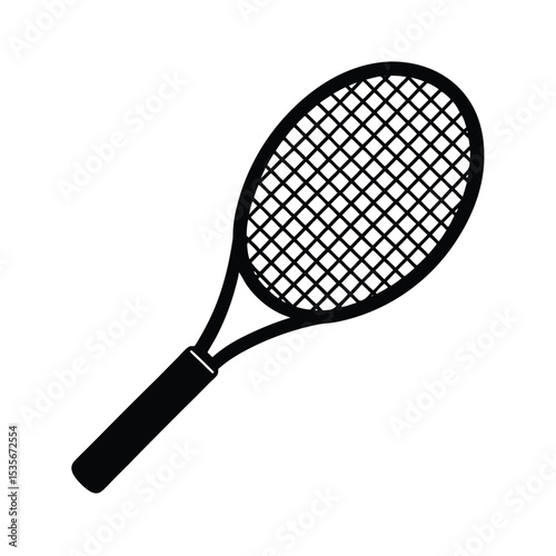 Tennis Racket Tight Strings Vector Silhouette