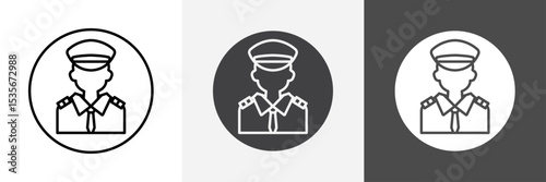 Male chief officer icon set vector art