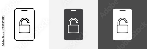 Mobile Unlock icon set vector art