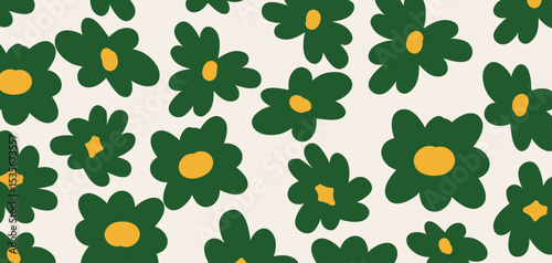 Hand drawn flowers, seamless patterns with floral for fabric, textiles, clothing, wrapping paper, cover, banner, interior decor, abstract backgrounds