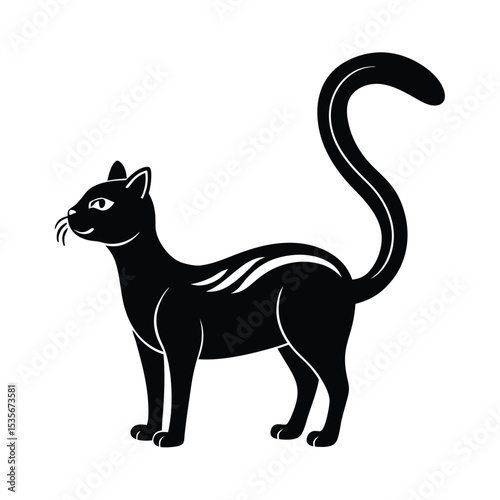 Longtail Cat Pose Vector Silhouette
