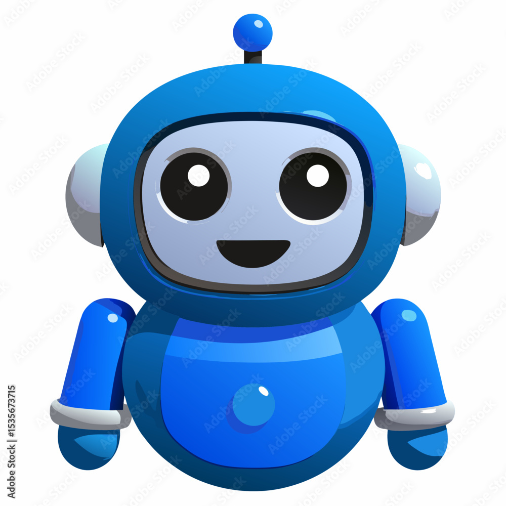 Fototapeta premium blue robot with blank sign