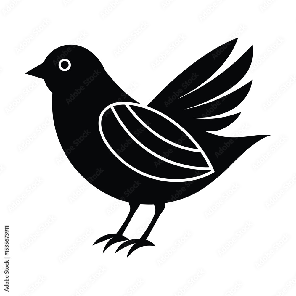 Obraz premium Minimalist Finch Wings Vector Silhouette
