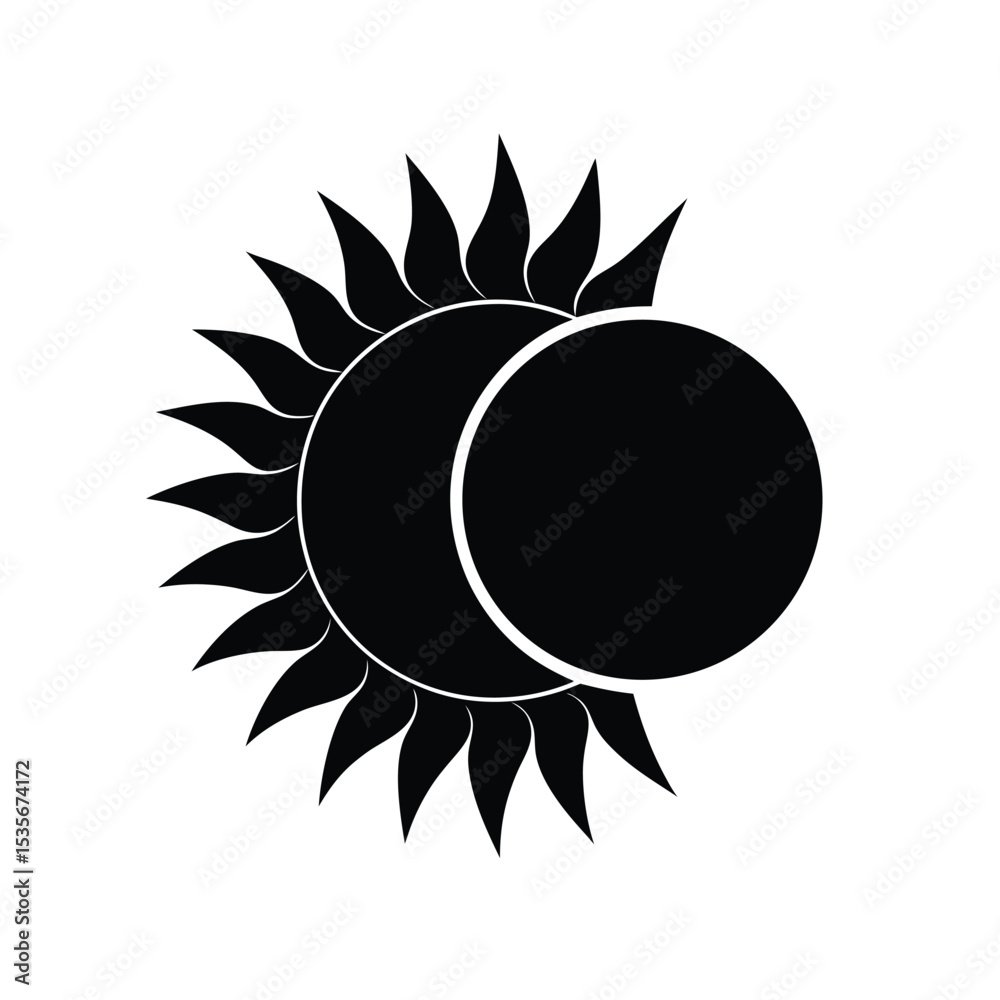 Fototapeta premium Minimalist Sun Moon Vector Silhouette
