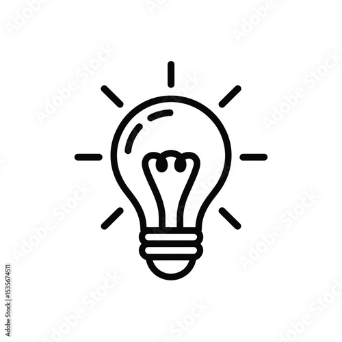 Bright Idea Lightbulb Icon, Inspiration, Innovation