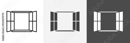 Open windows icon set vector art
