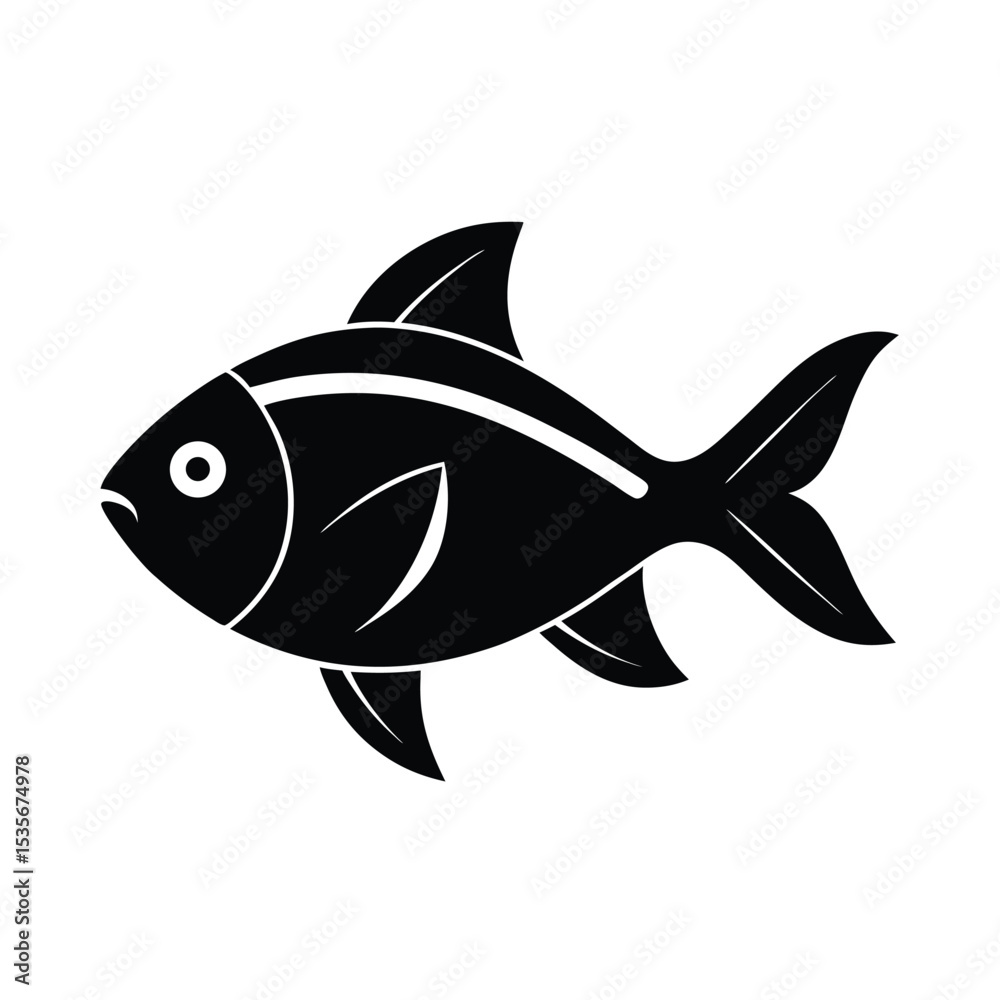 Obraz premium Simple Aquarium Fish Vector Silhouette