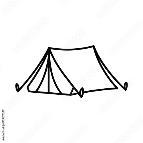 Camping Tent Illustration Simple Line Drawing