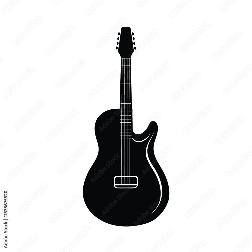 Obraz premium Single Guitar Curves Vector Silhouette