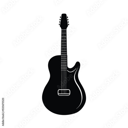 Single Guitar Curves Vector Silhouette