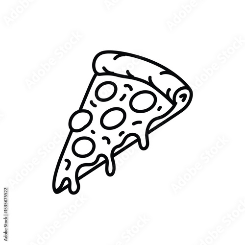 Delicious Pizza Slice Illustration Line Art Design