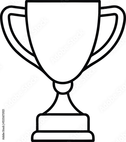 gold trophy cup icon line art vector illustration on transparent background