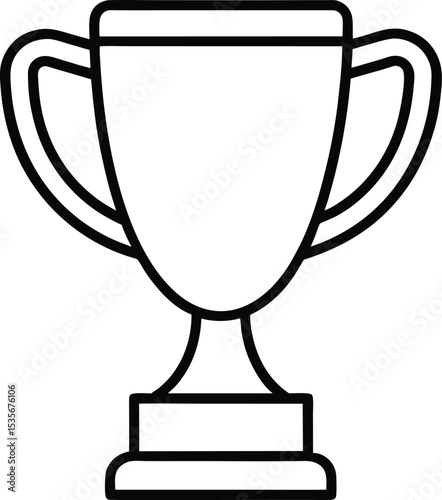gold trophy cup icon line art vector illustration on transparent background