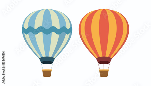 Colorful Hot Air Balloons – Flat Vector Travel and Adventure Illustration