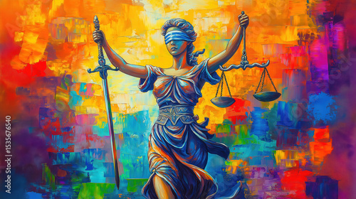Wallpaper Mural Lady Justice Statue Colorful Oil Painting Torontodigital.ca