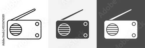 radio icon set vector art