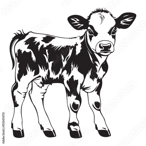 baby cow black silhouette vector, silhouette Design vector icon with white background. 