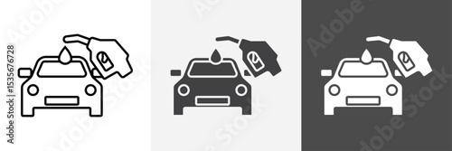 Refueling Car icon set vector art