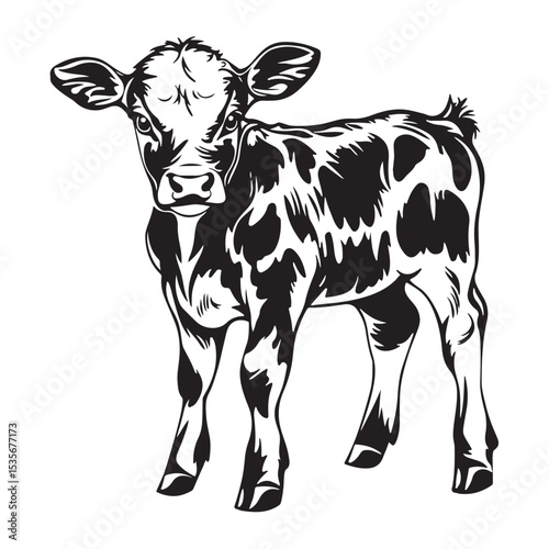 baby cow black silhouette vector, silhouette Design vector icon with white background. 