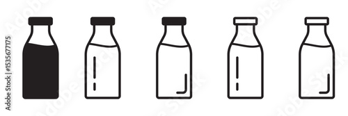 Bottle icon. Milk bottle icon. Milk jar line icons.