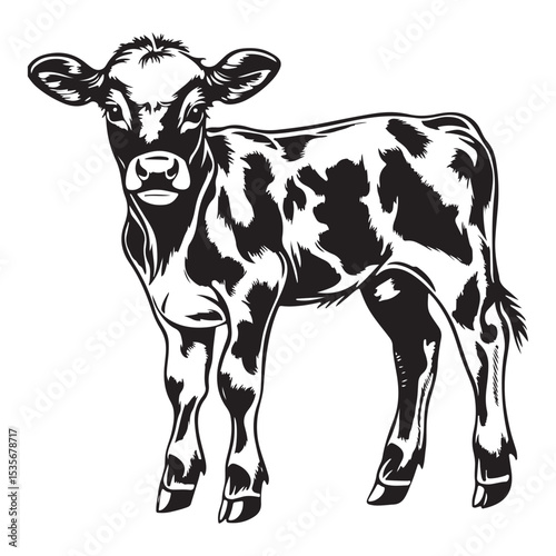 baby cow black silhouette vector, silhouette Design vector icon with white background. 
