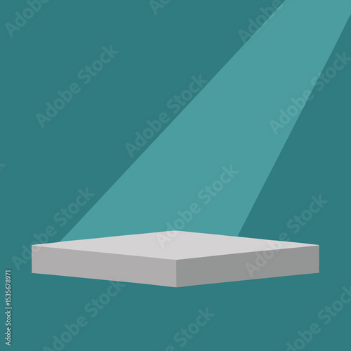 Minimalist Product Display Platform with Spotlight on Teal Background Ideal for Mockups Presentations and Graphic Design Projects with Clean and Modern Aesthetic