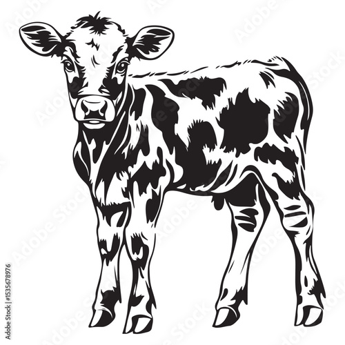 baby cow black silhouette vector, silhouette Design vector icon with white background. 