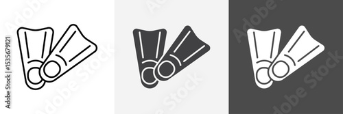 Swimming flippers icon set vector art