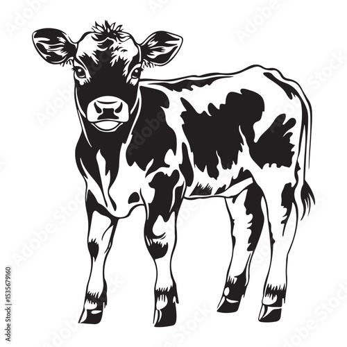 baby cow black silhouette vector, silhouette Design vector icon with white background. 