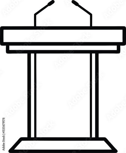 lecture podium icon line art vector illustration on transparent background
