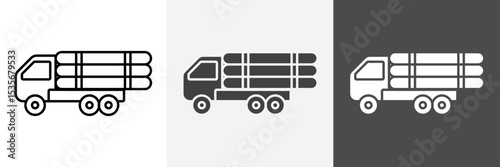 Timber truck icon set vector art