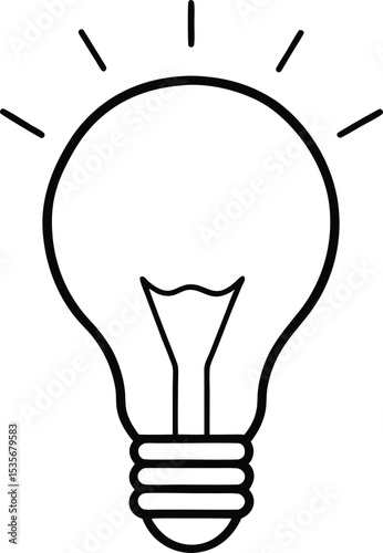 lightbulb idea icon line art vector illustration on transparent background