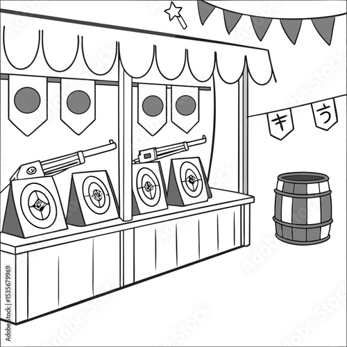 Colorful circus tent with a carousel and storefront design, perfect as a market or cafe building vector illustration