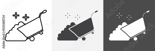 wheelbarrow unloading icon set vector art