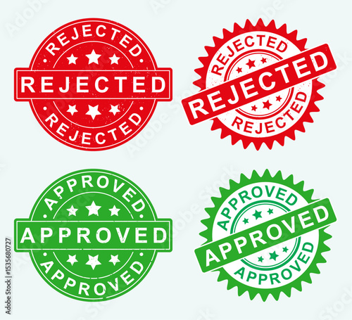 Rejected Approved Stamp Grunge Texture Sticker Design