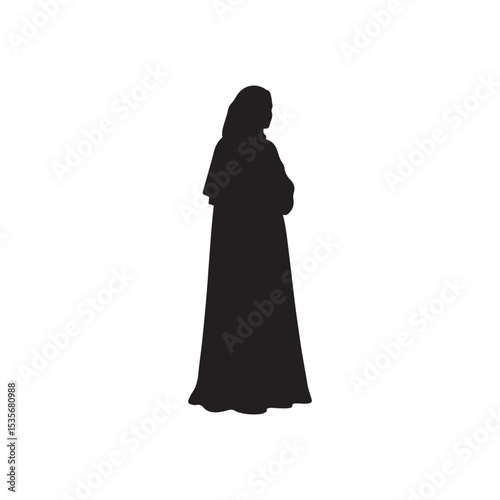 Arab woman silhouette icon vector flat design.