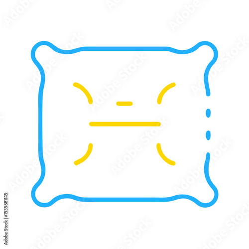 Soft pillow icon in minimalistic design with blue and yellow colors  